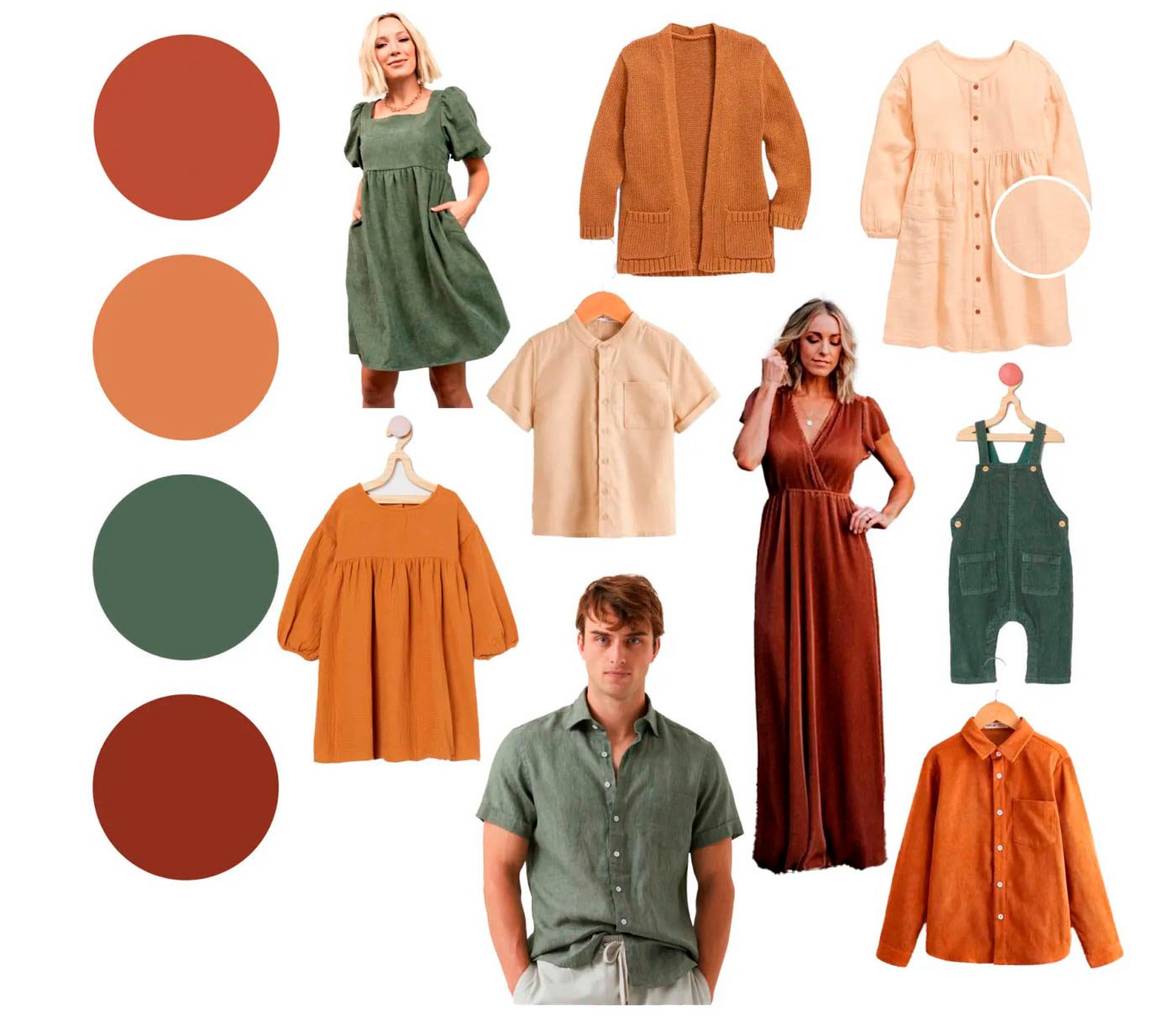 Green And Rust Family Outfit Color Combinations For Fall Family Pictures In The Dallas Fort Worth Area