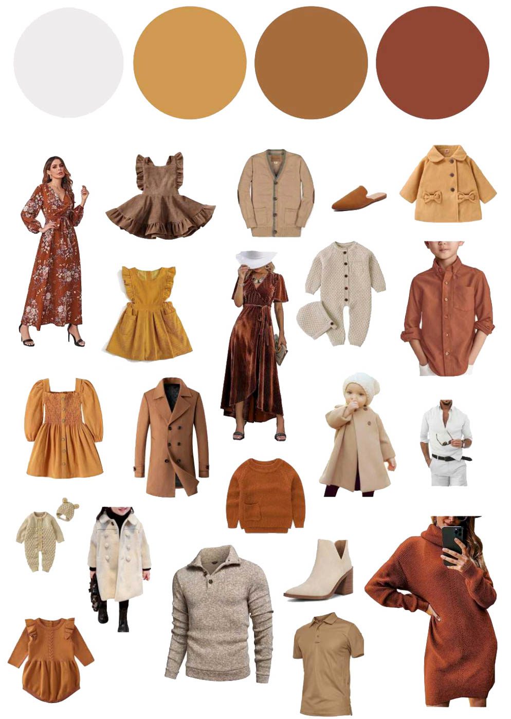 Warm Rust And Mustard Family Outfit Inspiration For Outdoor Family Pictures In The Dallas Fort Worth Area