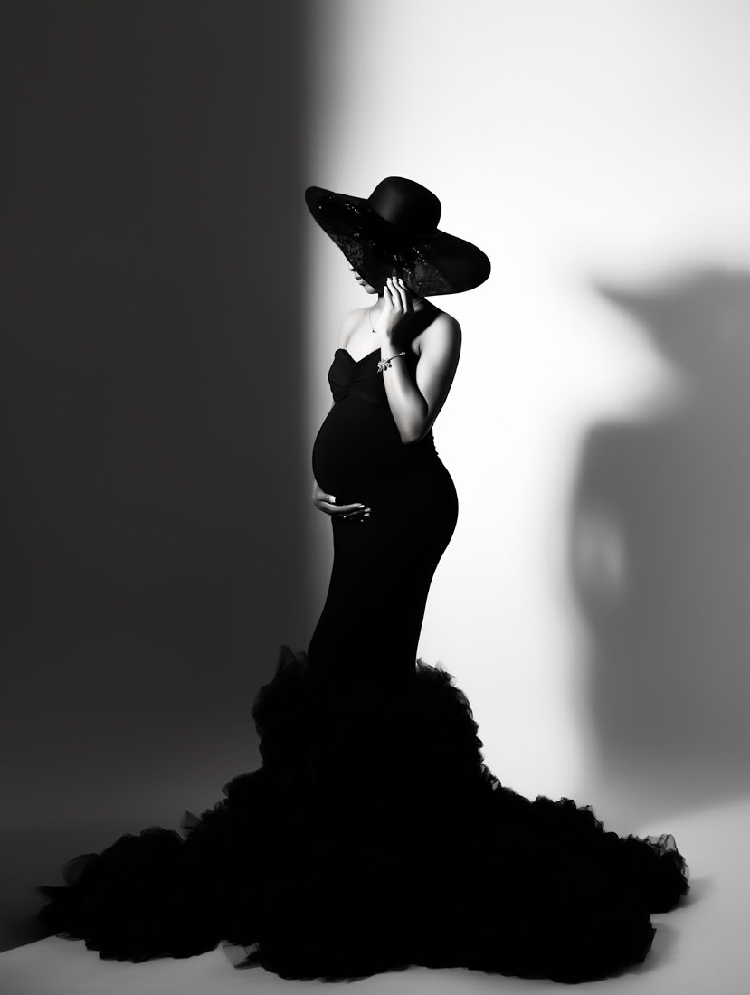 black and white fine art maternity photography dallas