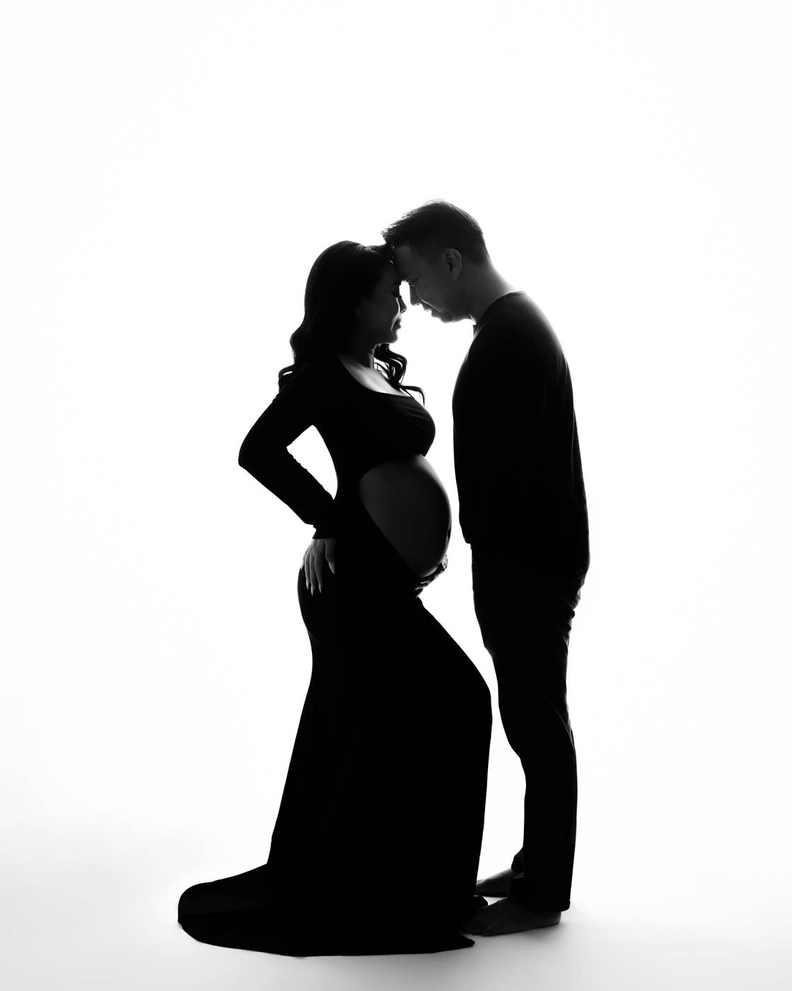 Artistic Maternity Silhouette Portrait Photographed In A Dallas Studio
