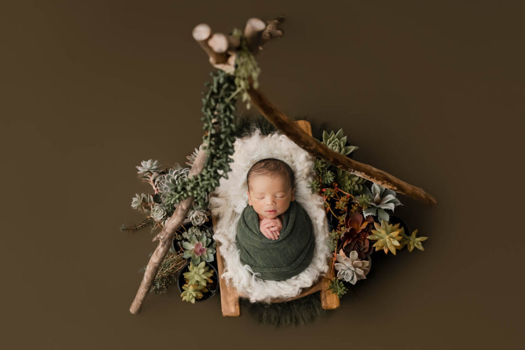 Dallas Baby Photographer Using Safe Prop Positioning For Newborn Portraits