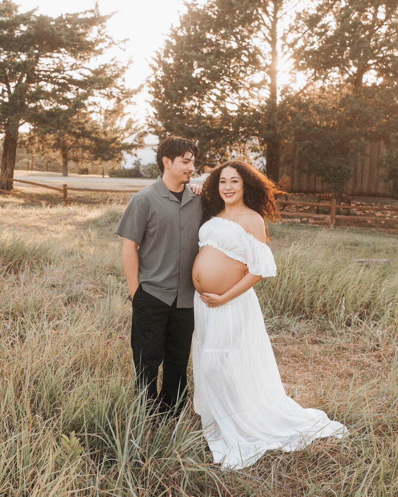 Expecting Couple During Outdoor Dallas Maternity Portraits At Sunset
